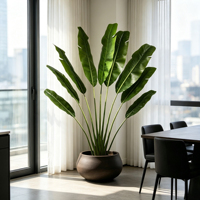 Grand arbre artificiel Musa bananier de 220 m de haut, plante verte nordique pour la décoration d'angle de salon ou de salle d'exposition de meubles modernes