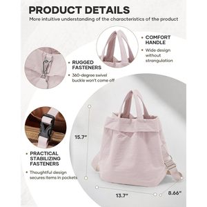 Women's <b>Nylon</b> <b>Tote</b> <b>Bag</b> Waterproof Crossbody Purse with Open Closure for Travel Work - Product Image 5