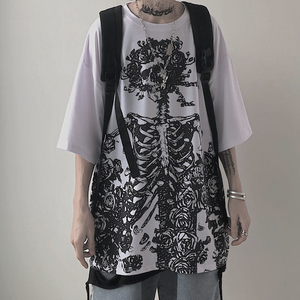 Punk Aesthetic <strong>Goth</strong> Skull Graphic T-Shirt New Model Oversized Knitted Top Skeleton Streetwear Alternative Grunge <strong>Tshirts</strong> for Men - Product Image 6