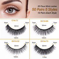 Vente en gros de 5 paires de cils en soie 3D de haute qualité, logo personnalisé, cils naturels faits à la main, cils entiers à prix avantageux