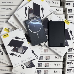 Batterie externe magnétique sans fil super fine 7,5 mm 5000 mAh, charge <span class=keywords><strong>rapide</strong></span>, format carte de crédit, mini powerbank avec affichage LED - Product Image 2