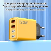 Adaptador de Carga Rápida PD y QC3.0 de 120 W, Cargador de Pared Multipuerto de 4 Puertos, 2 USB-A y 2 Tipo-C, con Enchufe EU/US/UK Opcional