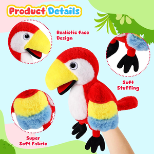 Marionette a Mano di Animali 11 Pollici Uccello Gioco di Ruolo Bambole Morbide Imbottite per Bambini Narrazione Storica Giocattoli Pappagallo di Peluche - Product Image 2