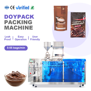 Machine d'emballage automatique de sachets préformés pour liquides avec certification CE, machine d'emballage Doypack pour sauce chocolatée et crème - Product Image 1
