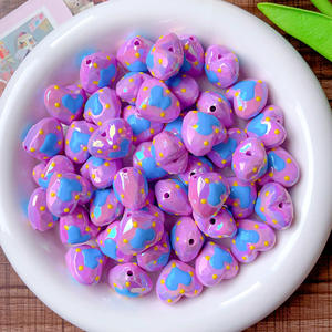 Cuentas de amor luminosas facetadas pintadas a mano, cadena de teléfono móvil DIY, accesorios de joyería, cuentas acrílicas, cuentas de amor bonitas - Product Image 1