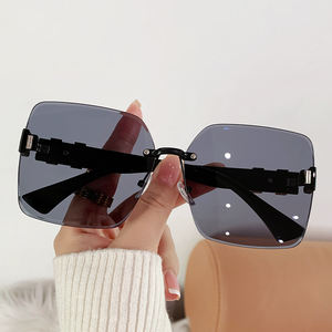 Lunettes de soleil à la mode rétro sans cadre à bord coupé résistant aux UV pour les femmes célèbres sur Internet pour la <span class=keywords><strong>photographie</strong></span> de rue - Product Image 6