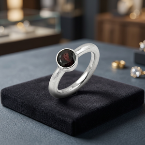 Art Palace 925 <b>Silver</b> Plated Classic Fashion <b>Ring</b> with Natural <b>Garnet</b> Gemstone Unisex Daily Wear Jewelry - Product Image 3