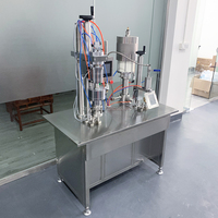 Hone semi-automatique aérosol peut remplir cosmétique bouteille de pulvérisation d'eau bov aérosol machine de remplissage et d'étanchéité