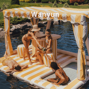 Isla Flotante <span class=keywords><strong>Gigante</strong></span> Cabana DWF de PVC, Sofá Inflable, Plataforma Flotante para Bar Acuático, Muelle Inflable con Toldo - Product Image 1