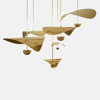 Lustre suspendu LED en laiton sculptural minimaliste italien moderne pour salon, salle à manger, villa, escalier, hôtel, décoration