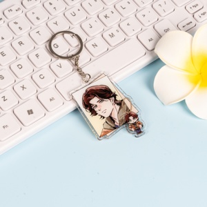 Móc khóa nhân vật hoạt hình tùy chỉnh, mặt dây acrylic trong suốt, móc khóa nhựa dễ thương, quà tặng đồ uống, quà tặng tiệc, bán buôn - Product Image 2