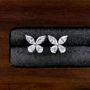 Igi แกนต่างหูเพชรรูปผีเสื้อสำหรับปลูกในห้องปฏิบัติการขนาด14K 18K ทรงลูกแพร์สีขาวทอง - Product Image 1