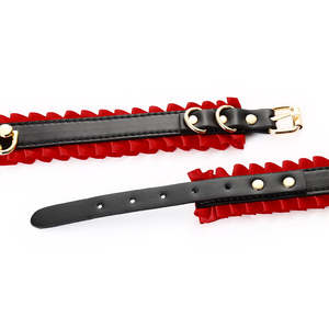 조절 가능한 블랙 레드 체인 목 수갑 BDSM 속박 세트 성인 게임 페티시 노예 목걸이 여성 커플용 148cm 금속 - Product Image 4