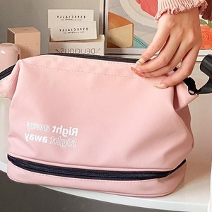 Pink Toiletry Bag Large Capacity Waterproof Rectangle Polyester Travel Skincare <b>Storage</b> - Product Image 3