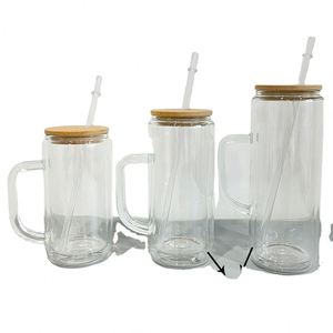 12Oz 15Oz 20Oz Transparent Snow Globe <b>Mug</b> With Handle Reusable Pre-Drilled Can Crystal Clear <b>Double</b> <b>Wall</b> Glass Tumbler - Product Image 1