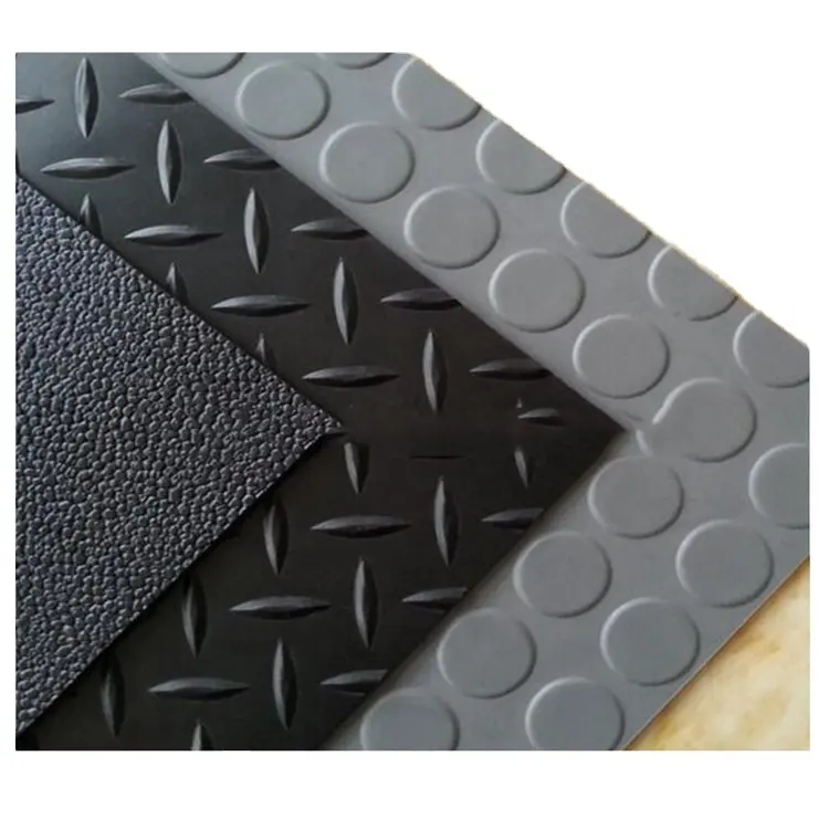 Chinesischer Hersteller Großhandel 1,5mm ~ 5,0mm Black Diamond Checker Münze Muster Kunststoff Bus boden Vinyl boden PVC Auto Matte Rolle