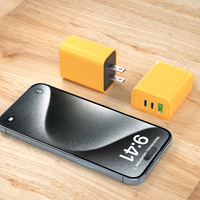 Chargeur de téléphone fantaisie jaune à charge rapide PD 40W à 3 ports Type C Gan directement de l'usine pour IPHONE et plusieurs appareils