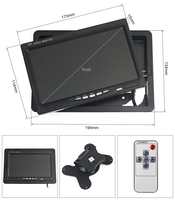 Vehículo 7 pulgadas TFT LCD 1024x600 AHD Monitor retrovisor Monitor compatible con 2 canales 1080P AHD Cámara 4PIN/RCA entrada de vídeo para camión