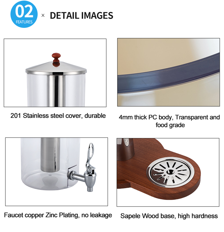 juice dispenser wooden base with Sapele commercial plastic fridge juicer dispenser cold beverage