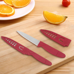Stainless Steel Portable Red Fruit Knife With Sheath Multi Purpose Kitchen Knife Blade Length Up To 3.9in Matte Finish - Product Image 2