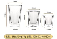 Tasse à café glacée moderne en verre isolé à double paroi de 200ml/7oz, tasse à thé expresso réutilisable lavable au lave-vaisselle