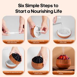 Humidificador Portátil de Carbón Vegetal para el Hogar, Pequeño y Grande, Capacidad de 300 ml, Humidificador USB de Escritorio, Aroma Volcánico, Humidificador de Aire con Efecto Fuego - Product Image 5