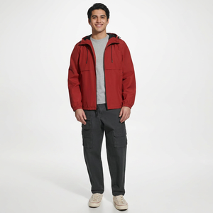 2026 New Arrival Men's Winter High Quality <b>Canvas</b> Hooded Windbreaker Jacket with Custom Color and Front Logo - Product Image 1