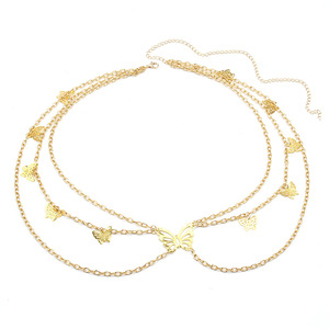 Cadena corporal de varias capas con diseño de mariposa hueca de Yueli, cadena de cintura para mujer, aleación de zinc, joyería decorativa para uso diario. - Product Image 5