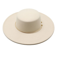 Nouveauté Chapeau Fedora unisexe à large bord en feutre avec accent minimaliste en cercle doré Prêt pour le travail et les activités de plein air