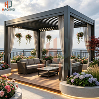 Auvent de pluie décoratif en aluminium d'inspiration naturelle moderne, système de drainage efficace, protection contre les intempéries pour restaurant en plein air