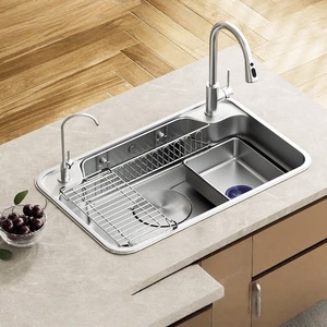 Kitchen sink large single-slot washbasin integrated basin 304 stainless steel above and below <b>table</b> washbasin - Product Image 1