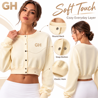 GH Wholesale Sweat-shirt court boutonné, design original, coupe ajustée décontractée, haut de sport pour la course en extérieur et l'entraînement, veste de yoga