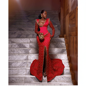 Authentic Luxury Somali Bride Dirac Dress Richly Embellished Embroidery Cotton Silk Slim Fit African <b>Weddings</b> Festive Occasions - Product Image 1