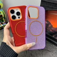 Coque de téléphone 3-en-1 scintillante en TPU pour iPhone 16 Pro Max 17 Air, compatible avec la charge sans fil