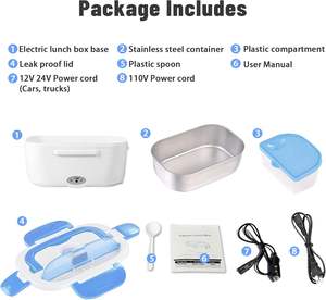 Boîte à lunch électrique portable 2025, chauffe-aliments, usage professionnel, mini, 110/24/12V pour voiture, maison, bureau - Product Image 2