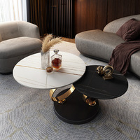 Nouvelle table basse pivotante en acier inoxydable 2025 avec plateau en marbre, design européen moderne de luxe, meubles en pierre, styles multiples