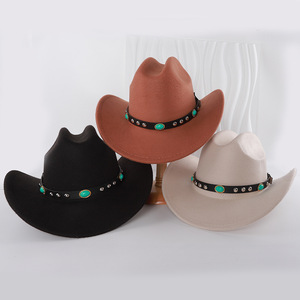 Sombrero Vaquero de Moda para Mujer, Estilo Fedora con Cinturón Turquesa, Protección Solar y Contra el Viento, M56-58cm, Poliéster, Primavera 2025 - Product Image 4