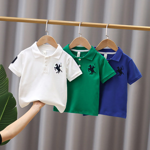 Polo in cotone ricamato oversize da bambino con colletto a risvolto e maniche corte, <span class=keywords><strong>abbigliamento</strong></span> estivo per neonati - Product Image 1