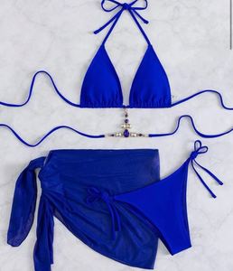 Набор бикини с надписью на заказ, 5 цветов, Бразильские Купальники из 3 предметов, прозрачный пляжный саронг - Product Image 2