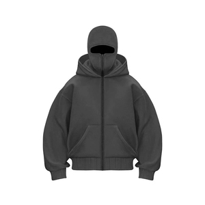 Sweat à Capuche Homme Avec Masque Facial Intégré - Fermeture éclair, Poche, Coupe-vent - Pour Hiver, Moto, Plein Air