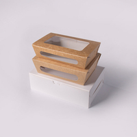 Boîte à sushi en kraft avec fenêtre extensible, conteneur jetable pour sushi japonais à emporter, boîte biodégradable sur mesure en gros