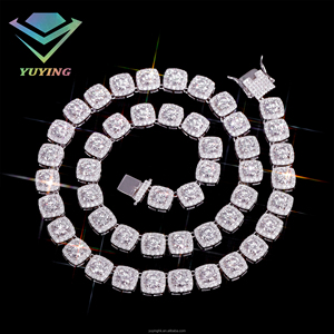 Cadena de tenis Hip Hop de 12 mm con moissanita VVS, certificado GRA, plata 925 chapada en oro de 18K, engaste de garra Iced Out, joyería de moda - Product Image 1