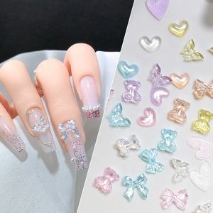 H61 manicura resina Kawaii Color caramelo accesorios 3D perlas corazón oso mariposa arco decoración de uñas - Product Image 3