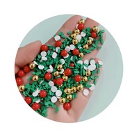 Feuilles de houx vertes, perles de baies rouges, perles dorées, décorations de Noël en argile polymère, tranches d'argile pour slime, garniture pour boules à neige