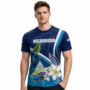 Camiseta del Día de la Independencia de <span class=keywords><strong>Nicaragua</strong></span>, Motmot Plumeria Floral, Personaliza tu Texto, Camisetas con Cuello Redondo para Hombre, Camisetas de <span class=keywords><strong>Nicaragua</strong></span> - Product Image 1