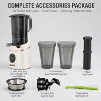 Extracteur de jus lent AOJA 250W, faible bruit, panneau tactile, goulot large de 14 cm, taux d'extraction de jus jusqu'à 75 %, nettoyage facile avec brosse, OEM