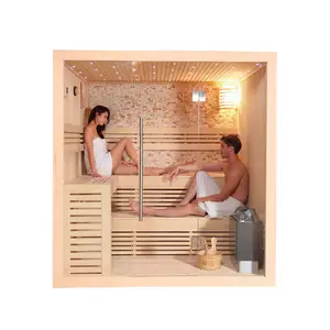 Caisheng Hot Sales 2024 Two Layer Bench Singe Solid Wood Computer Control System Traditional Sauna 4 Person