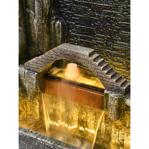 Fuente de cascada para exteriores, fuente de Feng Shui, fuente de pared de fibra de vidrio con luz, cortina de agua grande con rocalla - Product Image 6