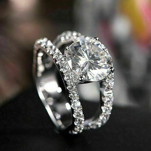 Anello a doppia fila con pavé per donna, gioiello romantico e alla moda - Product Image 2