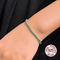 Charme 925 argent Sterling vert coupe ronde CZ cubique Zircon chaîne lien Bracelet de Tennis pour femmes cadeaux beaux accessoires